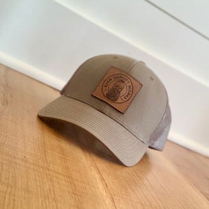 LEATHER PATCH HAT-ON SALE $15.00