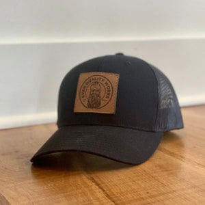 LEATHER PATCH HAT-ON SALE $15.00